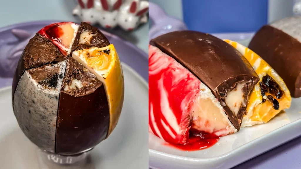 tendência de páscoa ovo em fatia