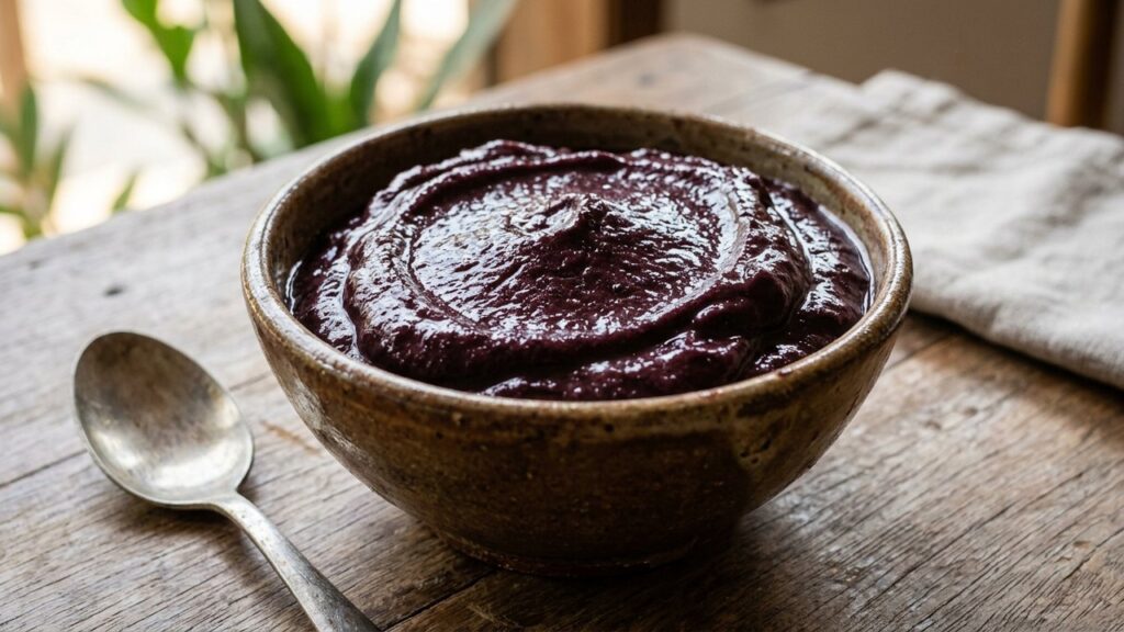 O Que São Superalimentos? Conheça 6 exemplos e Seus Benefícios 3 tigela com açaí e colher de metal ao lado